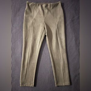 Faux Suede Ankle Zip Leggings from The Loft. Size L.